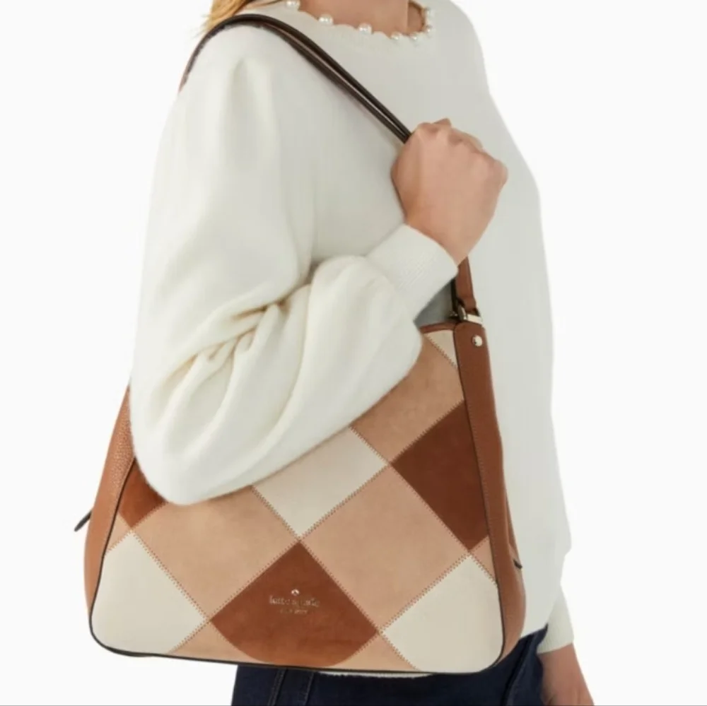 Kate Spade Leila Patchwork Suede And Leather Shoulder Bag